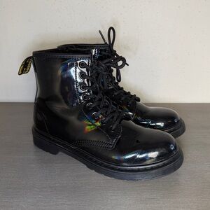 Dr. Martens 1460 J Patent Iridiscent Black Boots Junior Size 4 US Men 5 US Women